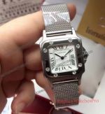 Cartier Santos Diamond Watch Replica - Stainless Steel Mesh Band